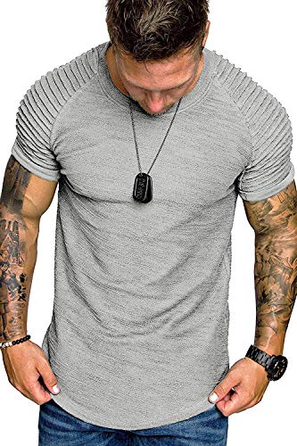 Coshow T-shirt voor heren, T-shirt voor heren, muscle T-shirt, lichtgrijs, XL - Image 3