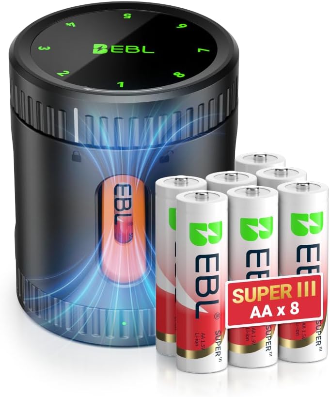 EBL Rechargeable AA Batteries Lithium with Charging Case