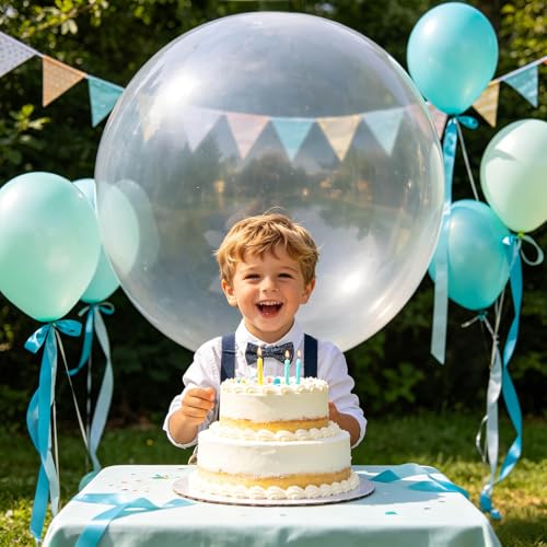 Image of 5Pcs Clear Big Balloons 36 Inch, Round Large Latex Party Balloons for Birthday Wedding Decorations. (Clear)