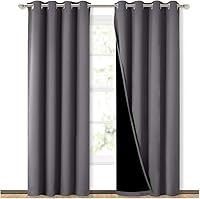 NICETOWN Grey Blackout Curtain Panels 52x84 Inch - Thermal Insulated, Noise Blocking, Energy Smart Drapes for Bedroom & Living Room (2 Panels)