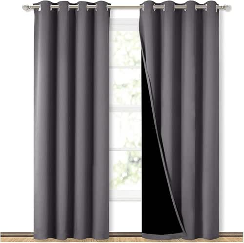 NICETOWN Grey Full Shade Curtain Panels, Pair of Energy Smart