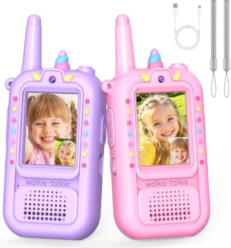 Video Walkie Talkie Kinder Aufladbar, Einhorn Geschenk Mädchen 3 4 5 6 7 8 Jahre Walkie Talkie mit Kamera Spielzeug ab 3-12 Jahre Mädchen Geschenkideen Woki Toki Geburtstagsgeschen