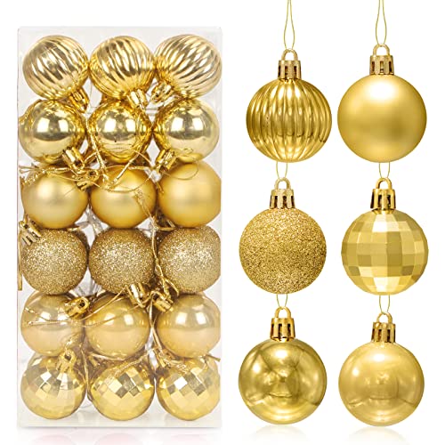 Weihnachtskugeln Gold 36 Stück, Christbaumkugeln Kunststoff 4cm,...