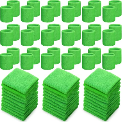 Image of 60 Pcs Wristband Bulk Sweatbands Neon 80s Sports Tennis Wristband Thick Cotton Gymnastics Adult Sweat Band Absorbent Sweatband for Men Women Party Supply Basketball Football 30 Pair
