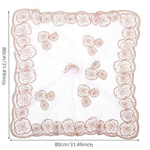 Women Head Scarf 31.5 Inches Large Square Hair Scarf Rose Flower Embroidery Hair Bandana Hair Wraps Scarf2