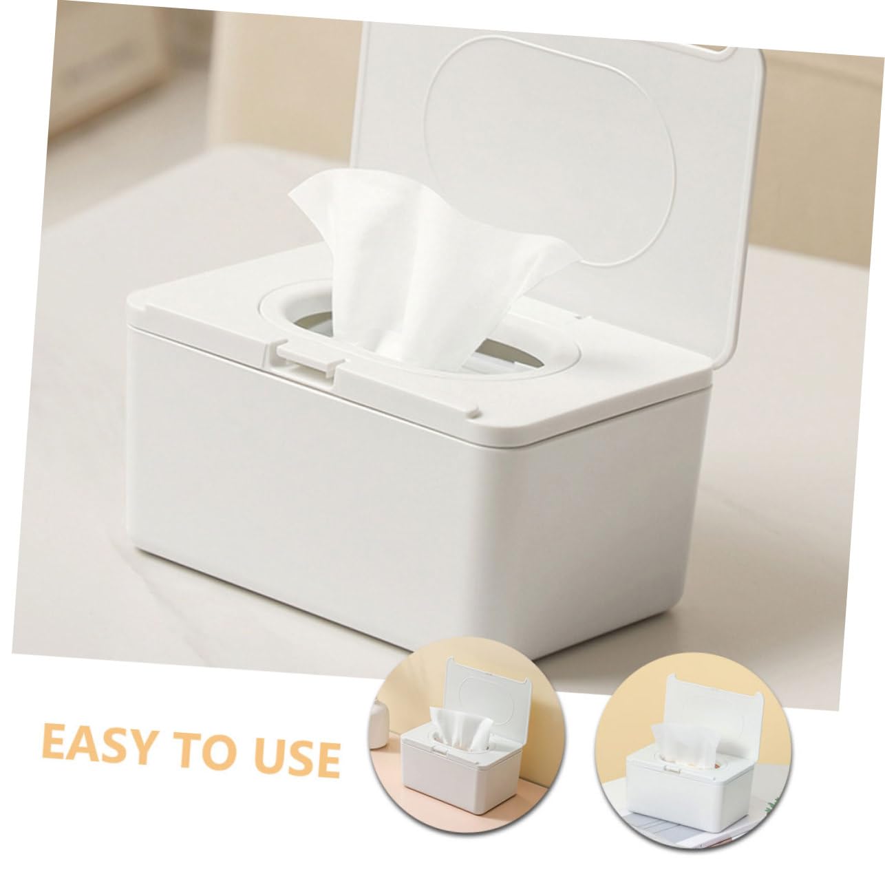 ORFOFE Contenitore per Salviette in Plastica Bianco, Scatola Porta Fazzoletti Compatta Coperchio, Stile Moderno Semplice per Uso Bagno e Interno, Confezione 2 Pezzi