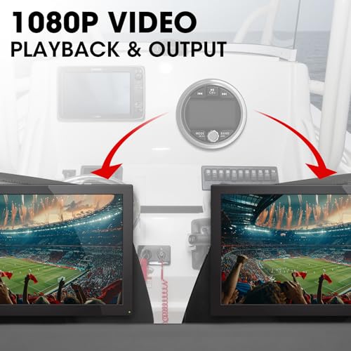 Image of Bluetooth Marine Gauge Stereo System: Waterproof Boat AM FM Radio Receiver - 3 Inch LCD Display Digital Multimedia MP5 Player USB AUX Subwoofer 200 Watts Output