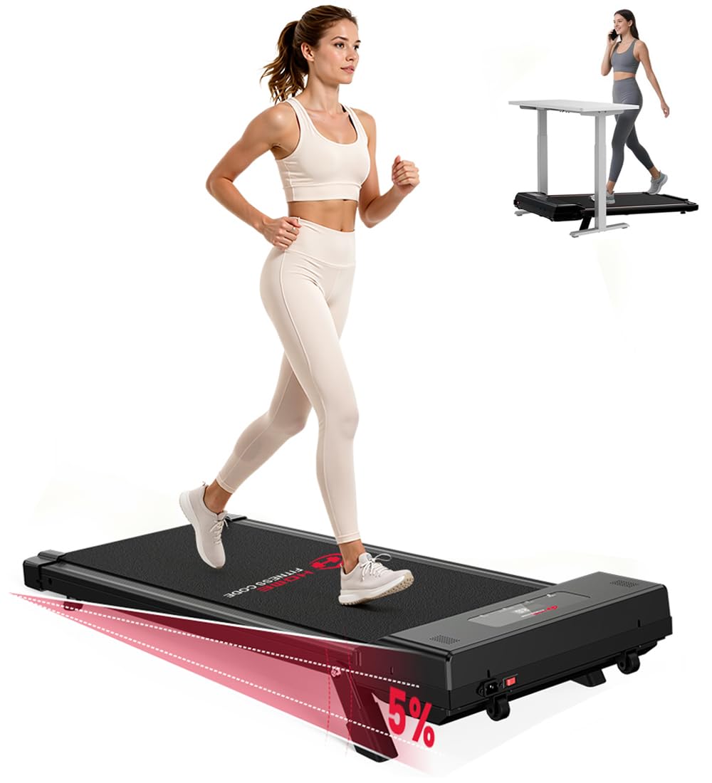 Walking Pad Treadmill 8% Incline, 1-10km/h Portable Under Desk Treadmill