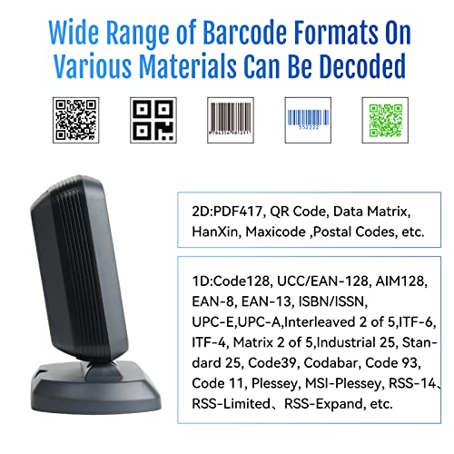 Image of HPRT 1D 2D Desktop Barcode Scanner, Omnidirectional Hands-Free USB Wired Barcode Reader, Capture Barcodes from Mobile Phone Screen, Automatic Image Sensing for Supermarket Library Retail Store