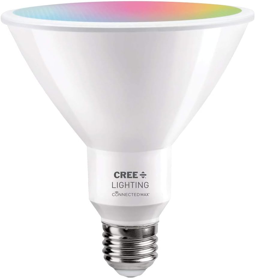 Cree LightingConnected Max Smart Led Bulb Par38 Outdoor Flood Tunable White + Color Changing, 2.4 Ghz, Works with Alexa and Google Home, No Hub Required, Bluetooth + WiFi, 1Pk