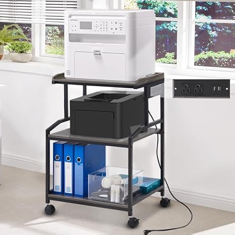 Lauren&Harold 3-Tier Printer Stand with Storage Cover