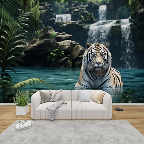 MMYAOKEN Papier Peint Panoramique Tigre 150x105 cm - Décoration Murale 3d Animaux Nature Paysage - Tapisserie Murales Papier Peint Intissé pour Chambre Salon...