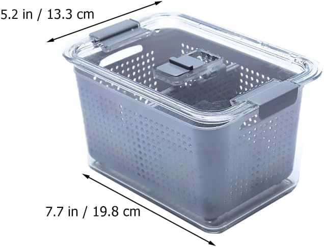 Cabilock Food Storage Container 7.8 Inch Clear Fresh Box with Breathable Valve Refrigerator Organizer for Kitchen and Camping