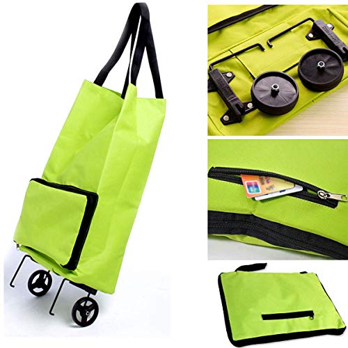 Overpassing Frauen GroßE Faltbare Einkaufslaufkatze, Doppelrad Faltbare Trolley, Den Warenkorb, Schulter Handtasche Warenkorb, Tragbare Tragetasche Kommt Mit Folding Handlichen Reisetaschen Cover