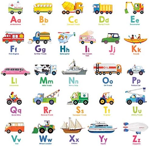 DECOWALL BA-2005N Transport Alphabet Kids Wall Stickers Wall Decals Peel and Stick Removable Wall Stickers for Kids Nursery Bedroom Living Room