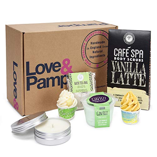 Bath Body Spa Pamper Gift Set - For Women, GIN & LIME Bath Melt and Pina Colada Bath Melt, Gin Fizz Body Exfoliating Mousse, GIN & LIME Candle and Relaxing Bath Tea Bag