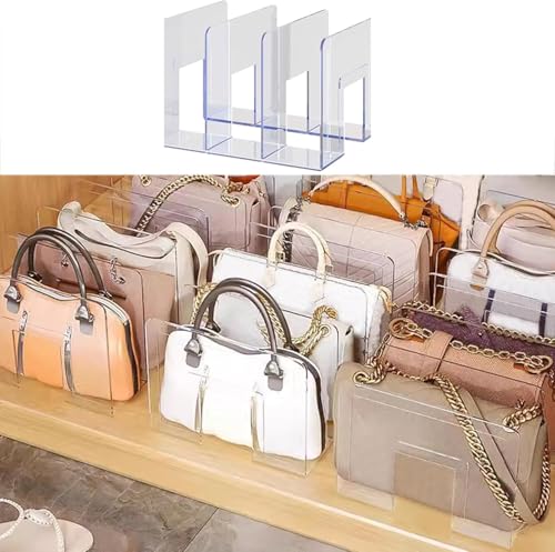 Organizer in plastica, espositore per borse, divisorio per armadio, organizer da scrivania, per una gestione efficiente delle borse, 2 pezzi