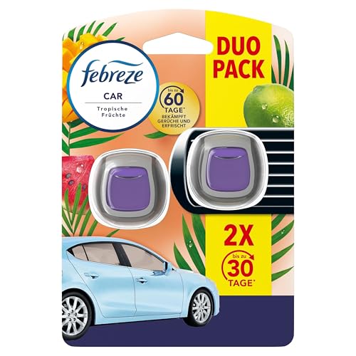 Febreze - Febreze Auto Lufterfrischer Clip, 2 Stück, Tropenfrüchte, Auto Duft bekämpft Gerüche bis zu 70 Tage - -33%