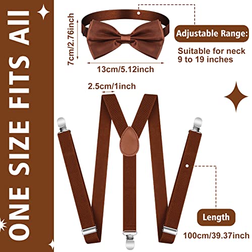 Image of Didaey 12 Pieces Men Suspender and Bow Tie Set Bulk Suspenders for Men Elastic Y Back Bowtie Set for Groom Groomsmen Weddings