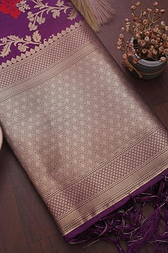Image of DEVANGI Women's Woven Jacquard Banarasi Silk Printed Dupatta /Chunni with Meena Work, Width 1 Meter, Length 2.5 Meter