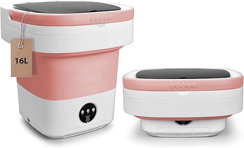 Lavadora portátil, lavadora pequeña mejorada de 16 litros y secadora giratoria con limpieza profunda de ropa interior, ropa de bebé y artículos