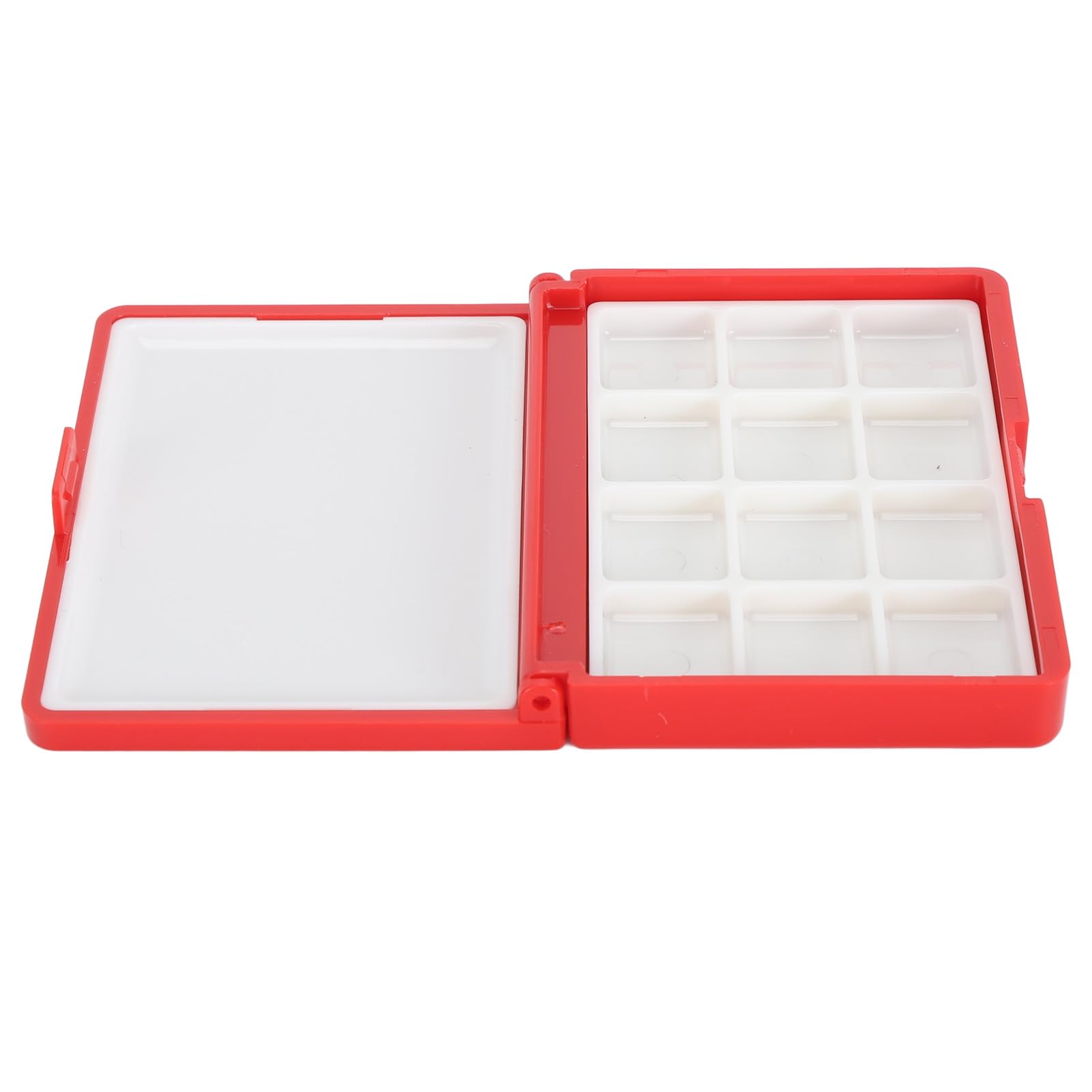 Jelquix Compact Empty Watercolor Box, Portable Plastic Paint Storage Palettes Box with Partitioned Design, Ideal for Acrylics, Watercolor & Lipsticks (Red 12 Grids)