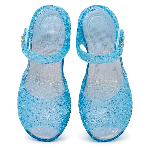 Image of techcity Princess Girls Sandals Dress Up Dance Party Cosplay Jelly Shoes for Kids Toddler Mary Janes