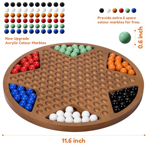 Juego de Damas Chinas de Madera 12 Pulgadas con 60 Canicas miniatura 2