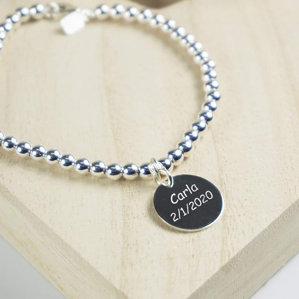 CALLE DEL REGALO Pulseras de plata personalizadas para mujer con texto grabado