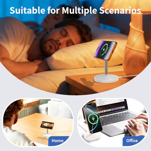 Magnetic Wireless Charger iPhone Stand,Qi2.2-Certified 25W Mag-Safe Charger Fast Charging Stand 35W USB C Adapter 6FT Cable Wireless Fast Charge Station for iPhone 17 Pro Max/17/16/15/14/13/12,AirPods - Image 6
