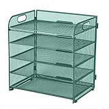 Schreibtisch-Organizer mit tragbarem Griff, Metallgeflecht, mit 5 Fächern, Papierordner für organisierten Büroarbeitsplatz und Dokumentenaufbewahrung (D)