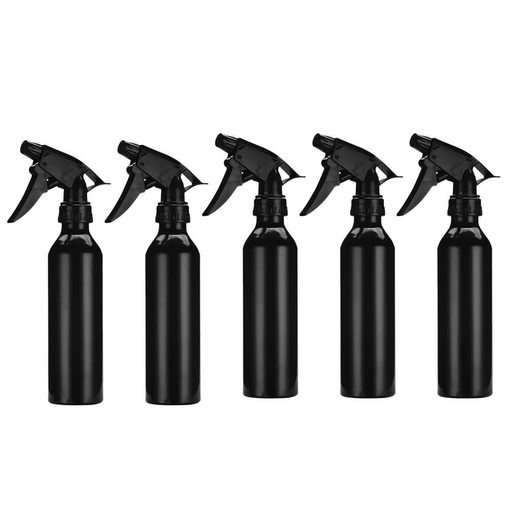 Outanaya Multifunktionale Sprühflaschen 250ml 5 Stück Schwarz aus Aluminiumlegierung und Pp mit Rotierendem Düsendesign zum Befüllen von Make Up Wasser und Parfüm