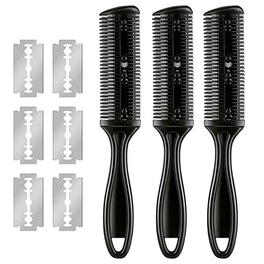 3 Pieces Hair Cutting Comb Set with 10 Razors, Double Edge Razor, Thinning Comb for Slim Haircuts