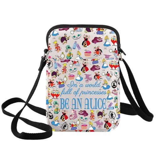 BWWKTOP Bolsa tiracolo Alice Wonderland com desenho animado Chapeleiro Maluco e Lebre de Março Bolsa de ombro de coelho branca, Alice Xk-b