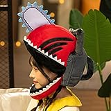 Redcomets Chainsaw Man Hat,Pochita Hat Pochita Plush Headgear Soft Warm Plush Mask，Chainsaw Man Cosplay Full Head Mask,Cute Anime Chainsaw Hats, Cosplay Christmas Party Holiday Hat
