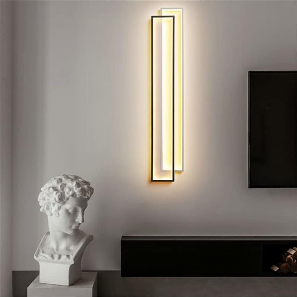 Kinkiety Prostokątny Drążek LED Kinkiet Zestaw Minimalistyczny Akrylowy Atmosfera na stolik nocny Trzeci bieg ściemniana lampa ścienna dekoracja wnętrz - czarny trzeci przełącznik ściemniany - 24