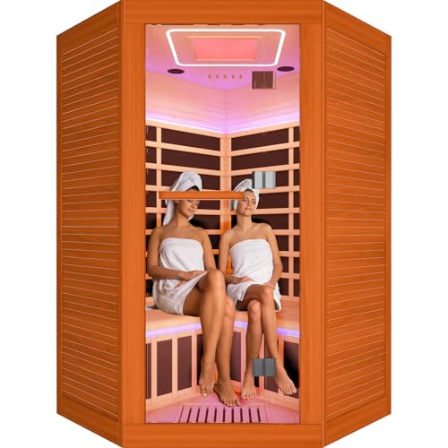 Infrared Corner Sauna with Red Light Therapy 2100W
