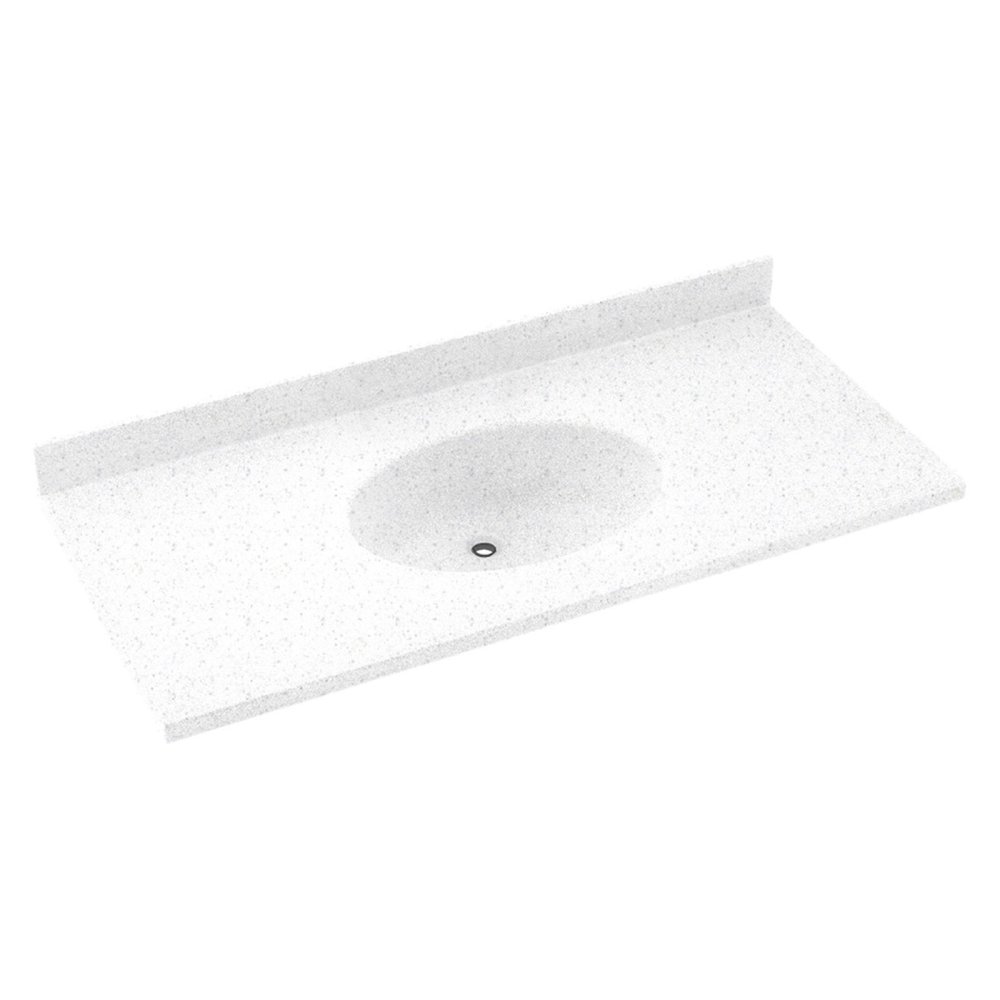 SwanCH02261.035 Chesapeake Solid Surface Single-Bowl Vanity Top, 61" L X 22" H X 6.125" H, Arctic Granite