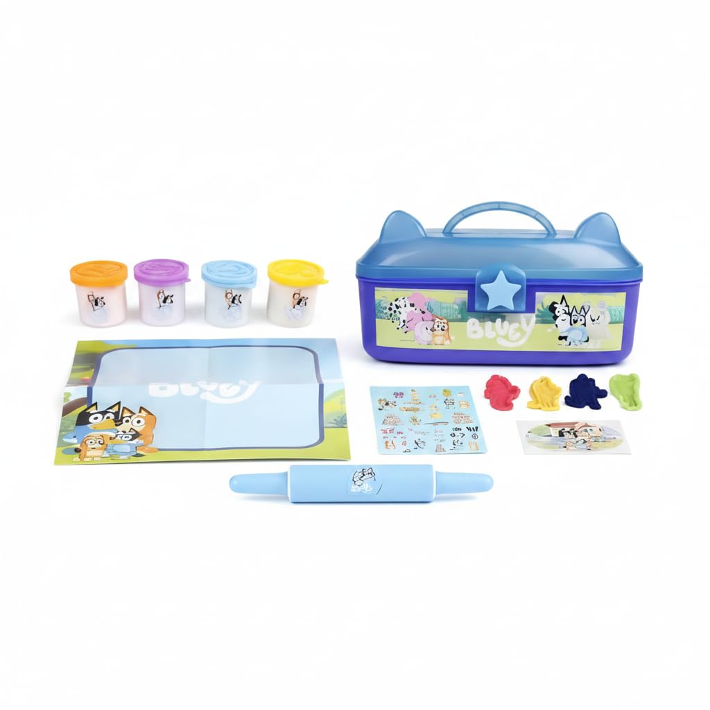 B4E Bluey Dough Activity Collection | Kids Arts and Crafts Carry Case Activity Playset | Creative Toy for Children