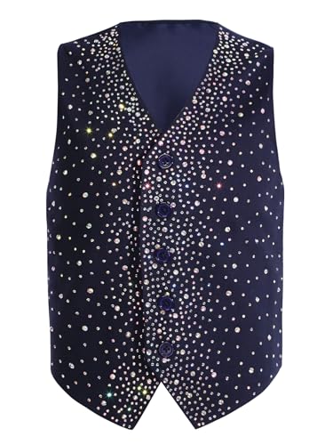 Kids Vest for Boys Sparkle 5 Button Formal Suit Vest Waistcoat Single Breasted Suit Formal Tops