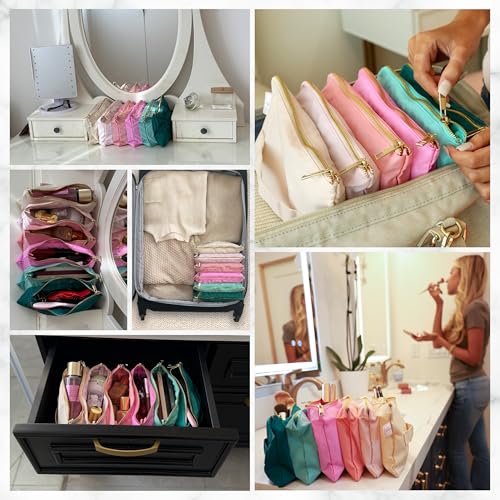 Accordion Makeup Bag, Travel Makeup Bag with 6 Compartments, Large Capacity Cosmetic Bags for Women, Toiletry Bag for Women, Makeup Organizer, Zipper Pouch Preppy Stuff3