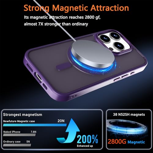 Image of Magnetic iPhone 16 Pro case,Compatible with Magsafe, Military-Grade Protection,Slim Translucent Matte Shockproof with Anti-Scratch Anti-Fingerprint Phone Cover (deep Purple, iPhone 16 Pro)