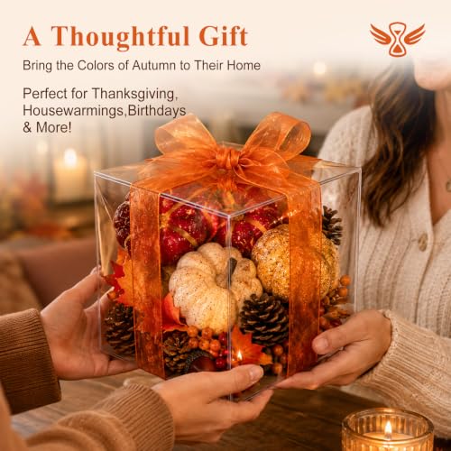 Image of 30Pcs Artificial Pumpkins Set, Assorted Fall Fake Pumpkins Acorns Pine Cones Berries Maple Leaves, Fall Decor for Halloween Thanksgiving Home Mantel Tabletop