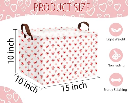 Image of Large Valentine's Day Basket Heart Shaped Storage Bin for Gifts Collapsible Organizer Room Decor (Small Hollow Love)