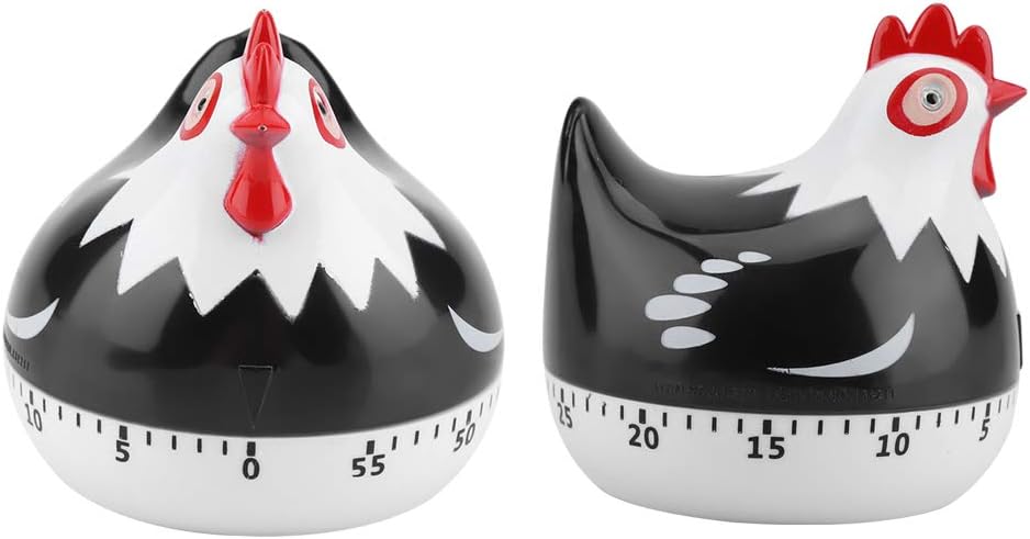 Joyzan Chicken Cartoon Kitchen Timer, Chick Hen Pattern Baking Countdown Mechanical Rotating Loud Alarm Mini Counters Timing Reminder Lovely Cute Manual Egg Animal Time Management Clock Home Study