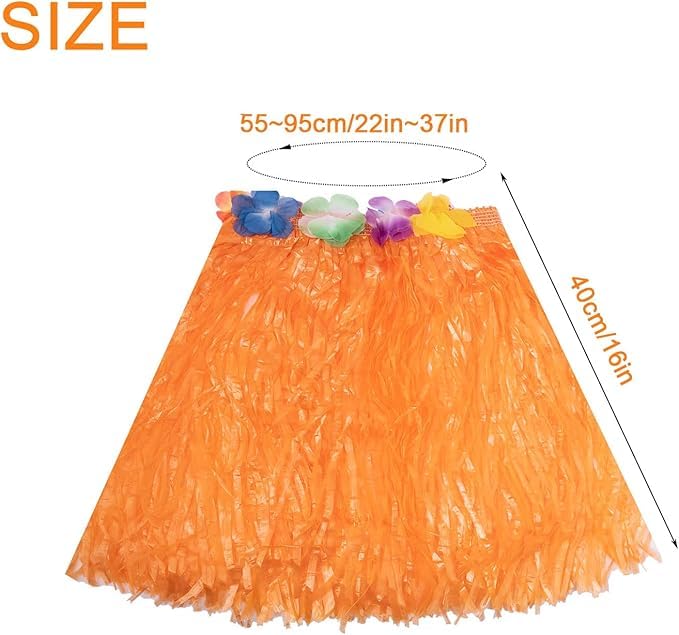 LYCN 12-Piece Hawaiian Luau Hula Skirts, Plastic Elastic Dancer Skirts, Short - Image 2