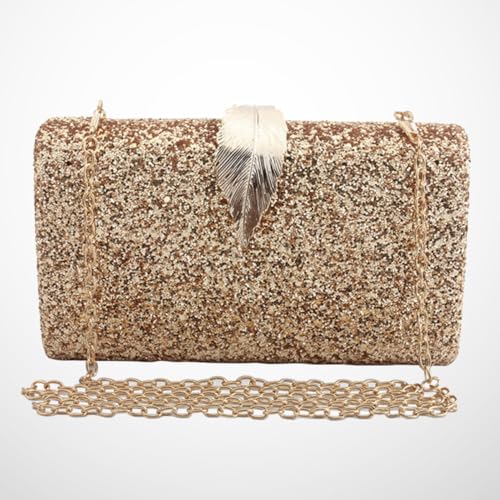 Pochette à Main Chic Outanaya Dorée en Polyuréthane et Polyester de Taille Moyenne
