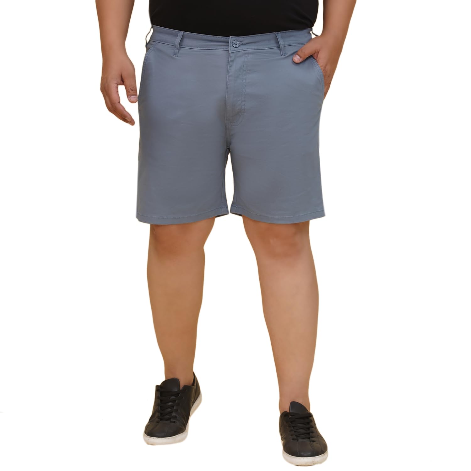 john pride Plus Size Men Regular Fit Mid-Rise Stretchable Grey Chino Shorts (JPSOC13021G_Grey)-picture-37