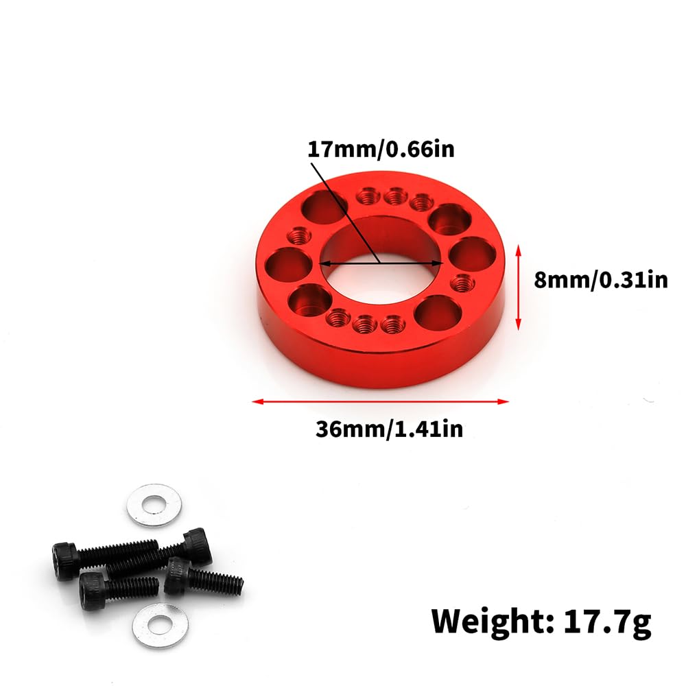 Aluminum Alloy RC Motor Spacer for ARRMA 1/10 2WD Gorgon Monster Truck Upgrade Part (Red)