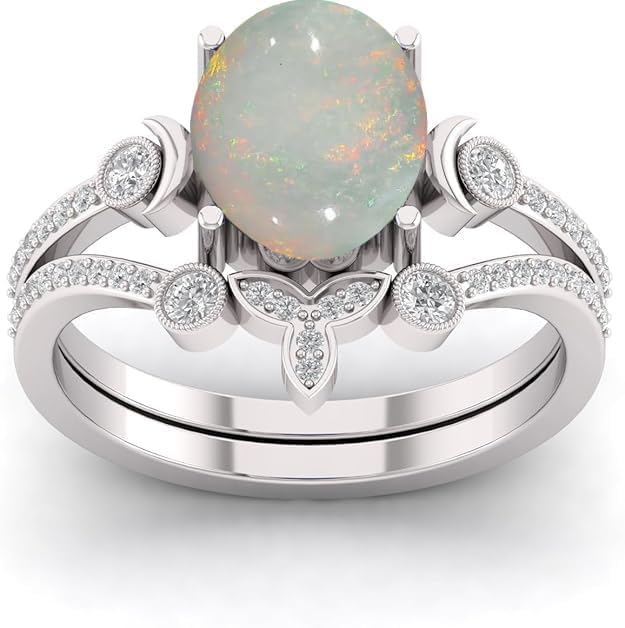 Natural Fire Opal Ring Oval Gemstone in 925 Sterling Silver, Handmade Statement Jewelry for Women, October Birthstone Promise or Engagement Ring 8x10mm 1.50 Carat